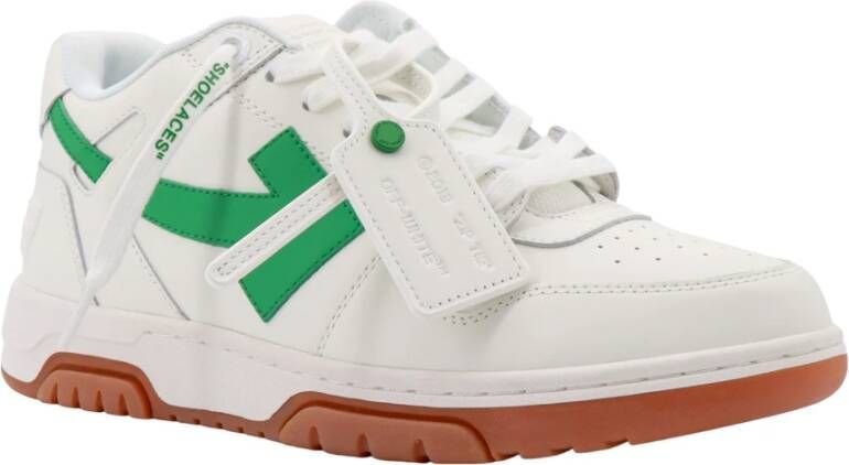 Off White Leren sneakers met iconische ritssluiting Green Heren