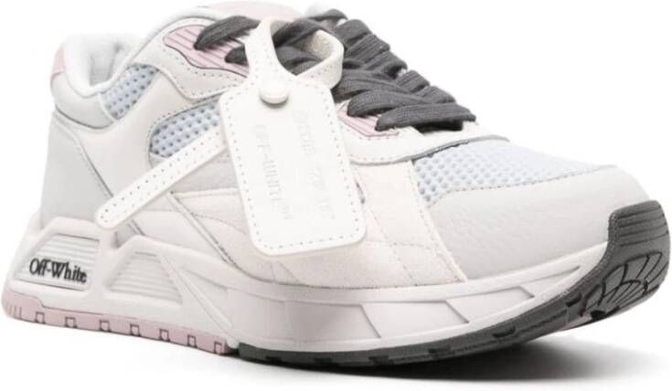 Off White Multicolor Rubber Leren Sneakers