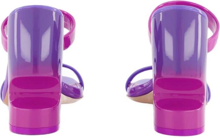 Off White Fuchsia Leren Muiltjes met Meteor Detail
