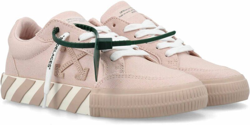 Off White Round Toe Lace-Up Sneakers Beige Dames