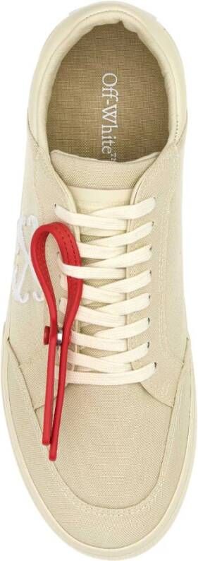 Off White Sand Canvas Low Vulcanized Sneakers Beige Heren