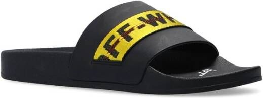 Off White Teenslippers Sliders Zwart Heren