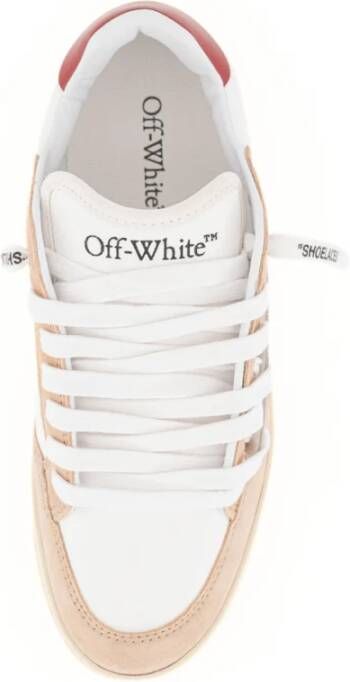 Off White Urban Leren Sneakers Wit Beige Rood