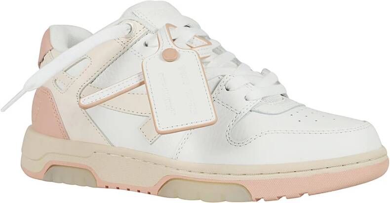 Off White Wit Roze Kalfsleer Sneakers White Dames