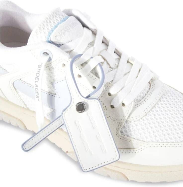 Off White Witte Leren Sneakers met Blauwe Accenten White Dames