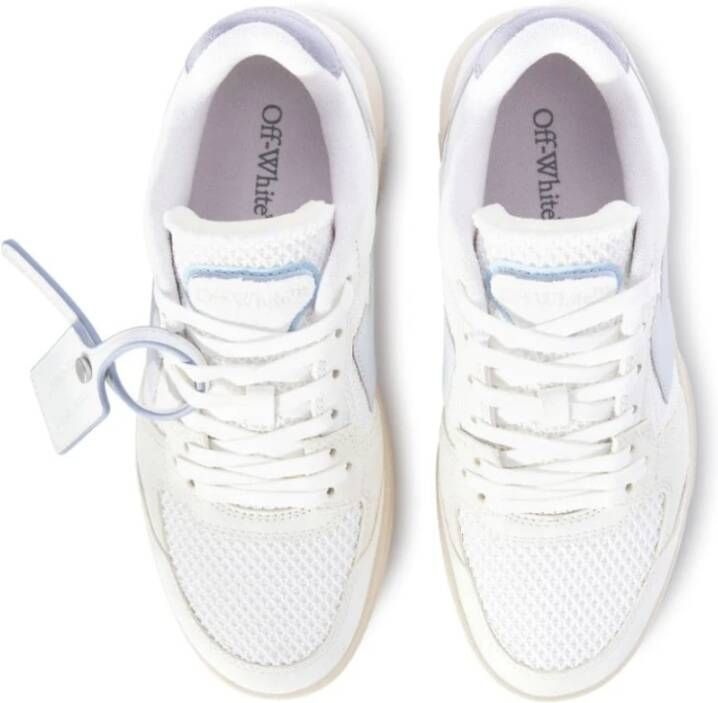 Off White Witte Leren Sneakers met Blauwe Accenten White Dames
