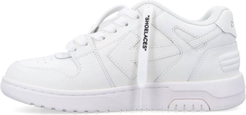 Off White Witte Leren Sneakers met Geperforeerde Details White Dames