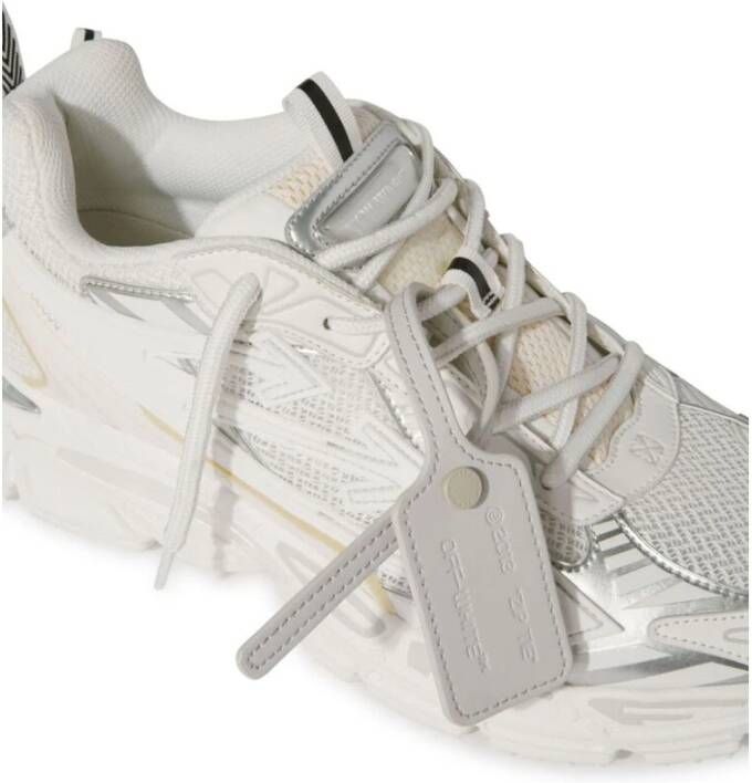 Off White Witte Mesh Sneakers met Handtekeningdetails