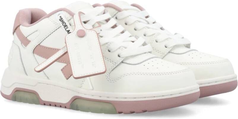 Off White Witte Roze Leren Sneakers Trendy Stijl White Dames