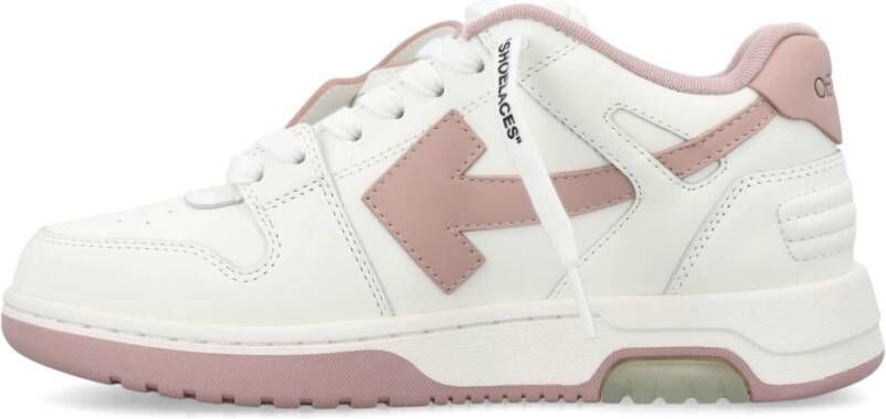Off White Witte Roze Leren Sneakers Trendy Stijl White Dames