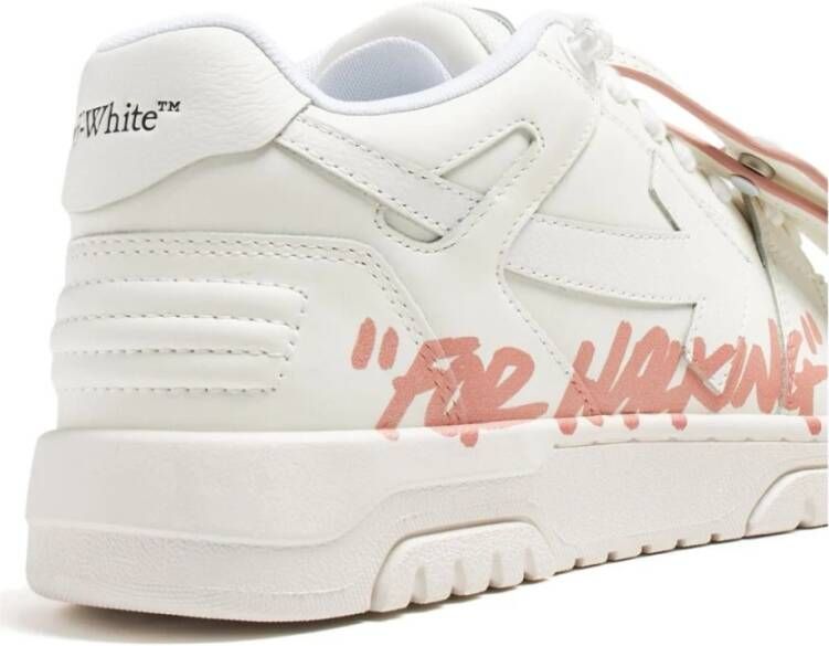 Off White Witte Slim Sneakers met Roze Accents Multicolor Dames