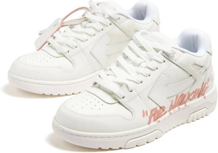 Off White Witte Slim Sneakers met Roze Accents Multicolor Dames