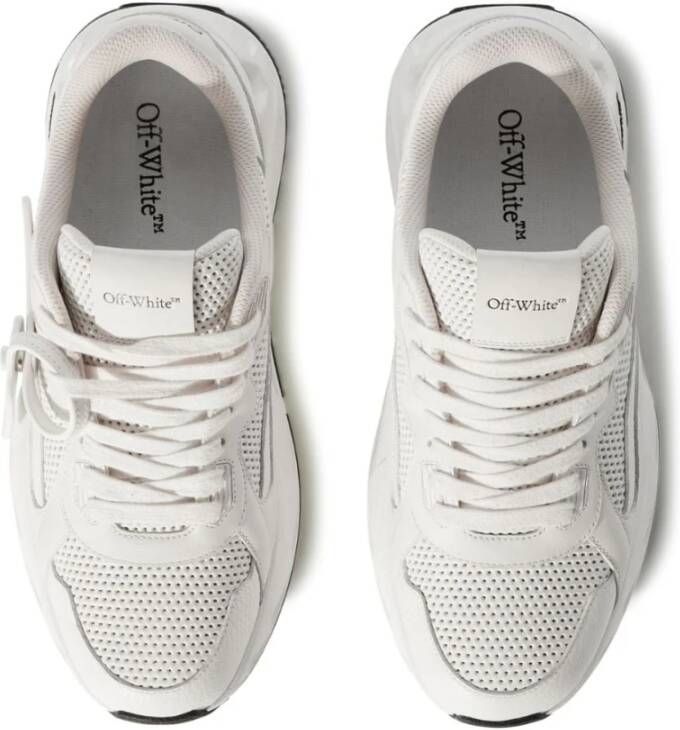 Off White Witte Veterschoenen met Mesh Panelen Wit Dames