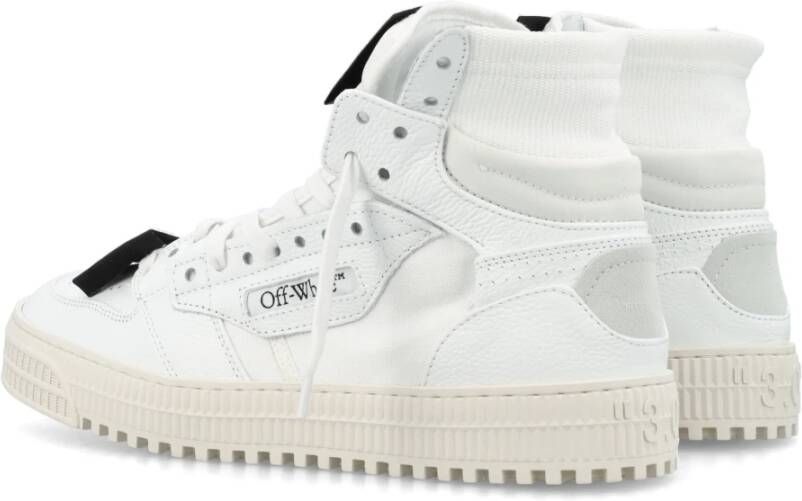Off White Witte Zwarte Leren Hi-Top Sneakers White Heren