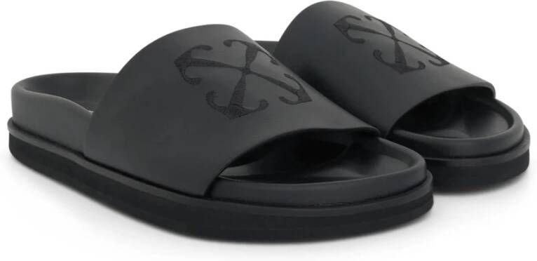 Off White Wolkenpijl Leren Pantoffels Black Dames