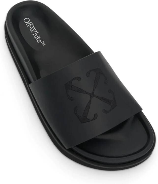 Off White Wolkenpijl Leren Pantoffels Black Dames