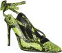 Off White Fluo Gele Python Print Kalfsleren Pumps Green Dames - Thumbnail 3