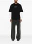 Off White Zwart Crew Neck Slogan Print T-shirt - Thumbnail 2