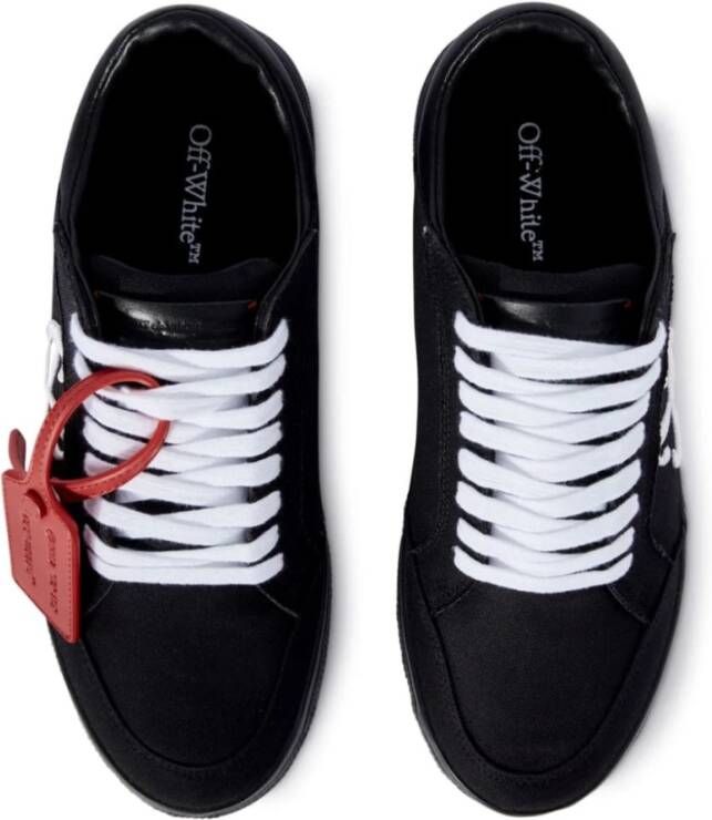 Off White Zwarte Canvas Pijl Geborduurde Sneakers Black Heren