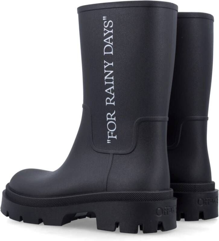Off White Zwarte Gesloten Regenlaarzen Black Dames