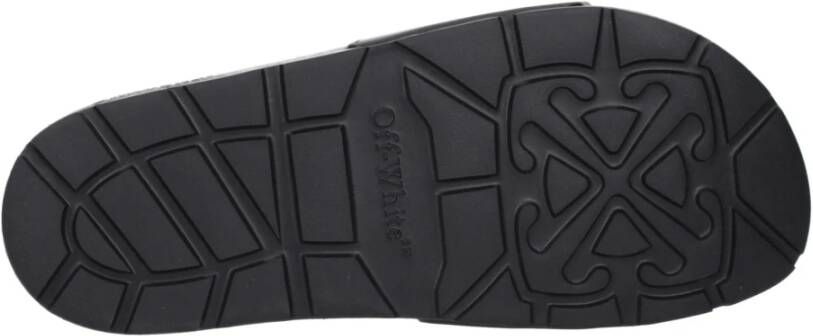 Off White Zwarte Katoenen Slippers Sandalen Frontlogo