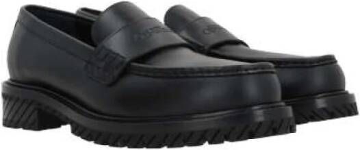 Off White Zwarte leren mocassin schoenen Black Heren