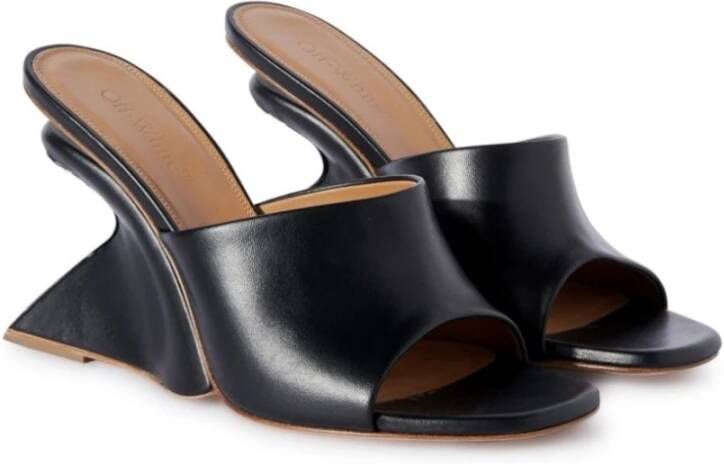Off-White Jug leren sandalen met sleehak Zwart - Foto 5