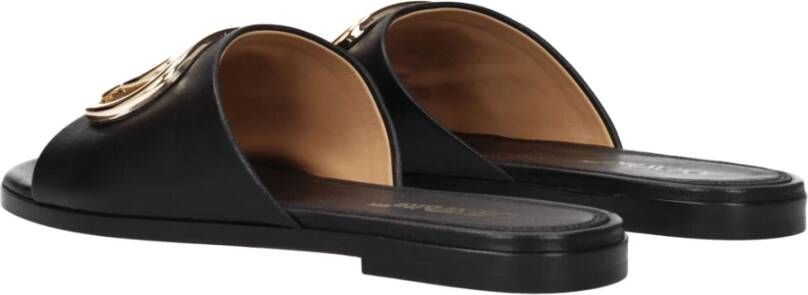 Off White Zwarte Leren Slippers Sandalen