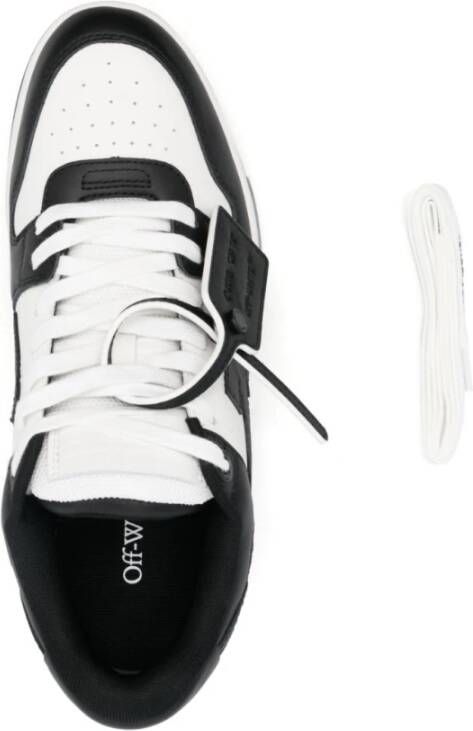 Off White Zwarte leren sneakers met pijlenmotief