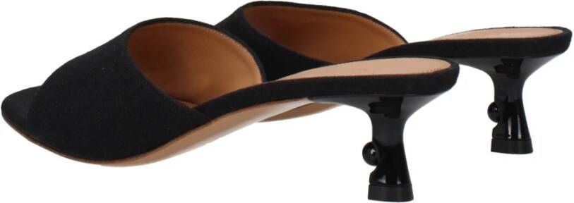 Off White Zwarte Linnen Sandaal Mid Heels