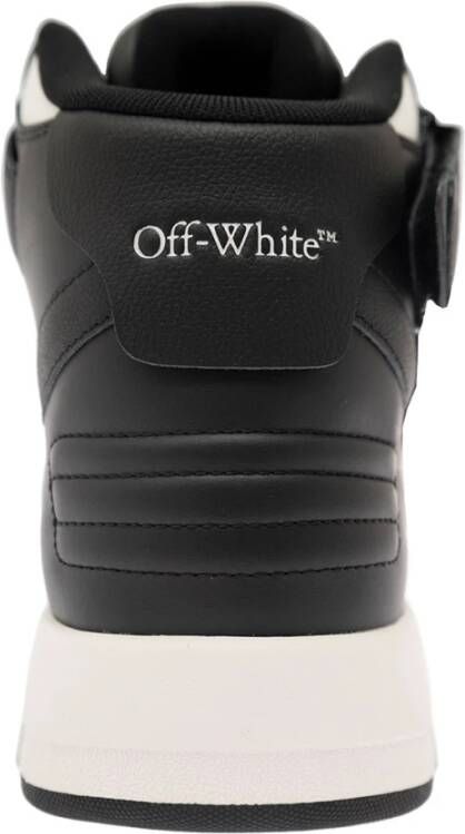 Off White Zwarte Mid Top Leren Sneakers Zwart Heren