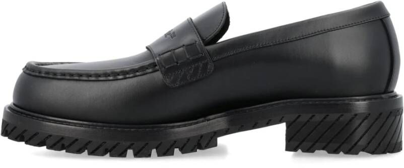 Off White Zwarte militaire loafers met diagonale rubberen zool Black Heren