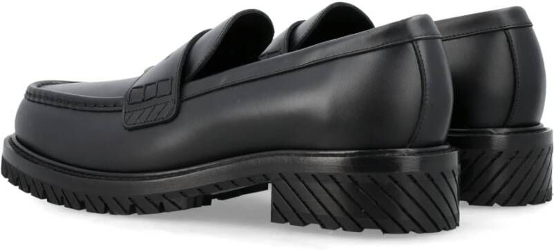 Off White Zwarte militaire loafers met diagonale rubberen zool Black Heren