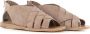Officine Creative Beige Suède Sandaal met Leren Strips Beige Dames - Thumbnail 2