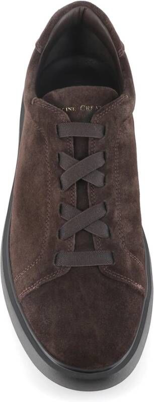 Officine Creative Bruine Suède Sneakers Elastisch Kruis