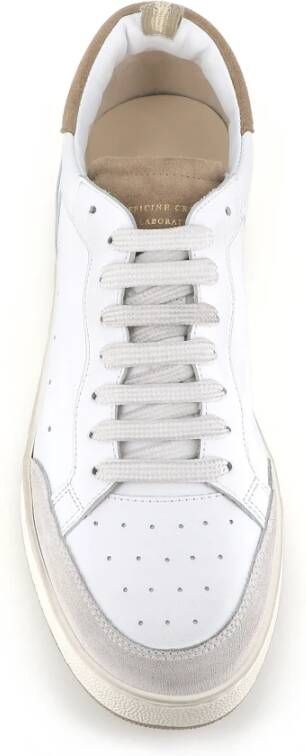 Officine Creative Witte en Beige Leren Sneakers White Heren