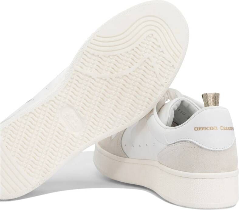 Officine Creative Witte Sneakers met Suède Details