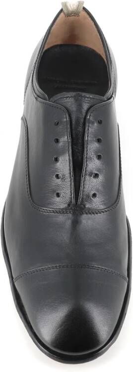 Officine Creative Zwarte Leren Derby Platte Schoenen