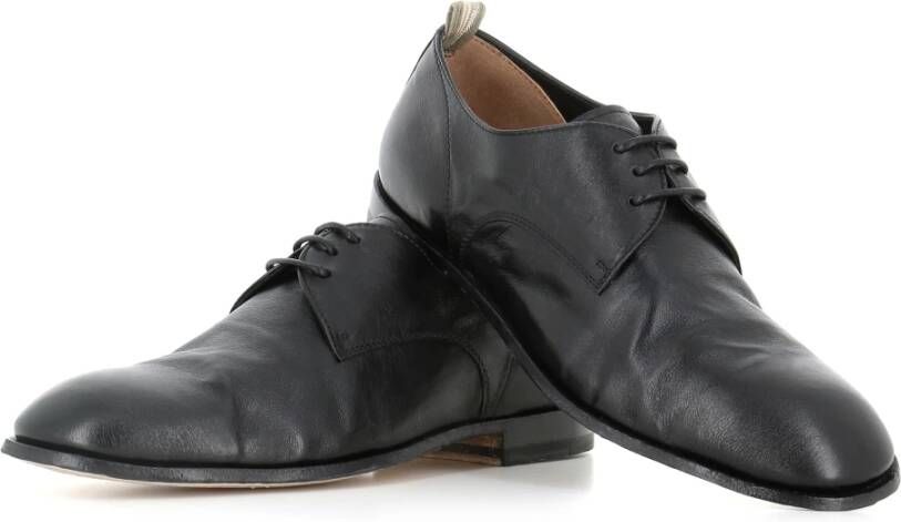 Officine Creative Zwarte leren Derby platte schoenen Black Heren