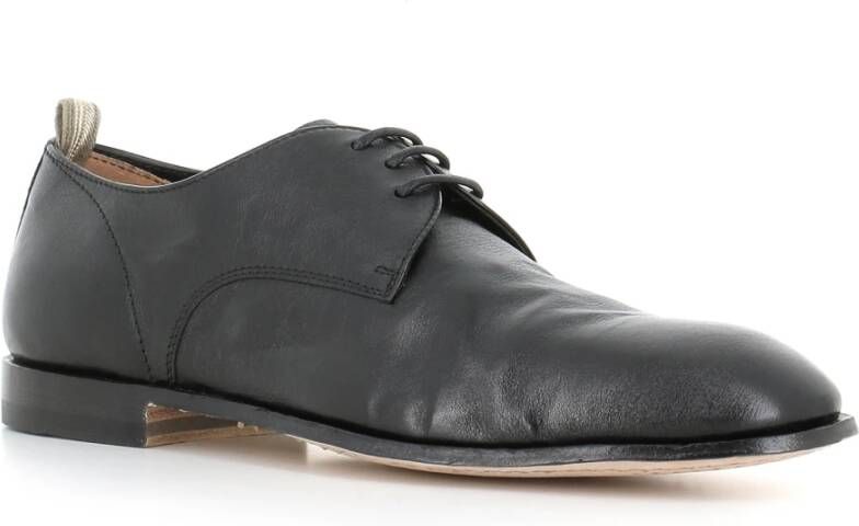 Officine Creative Zwarte leren Derby platte schoenen Black Heren