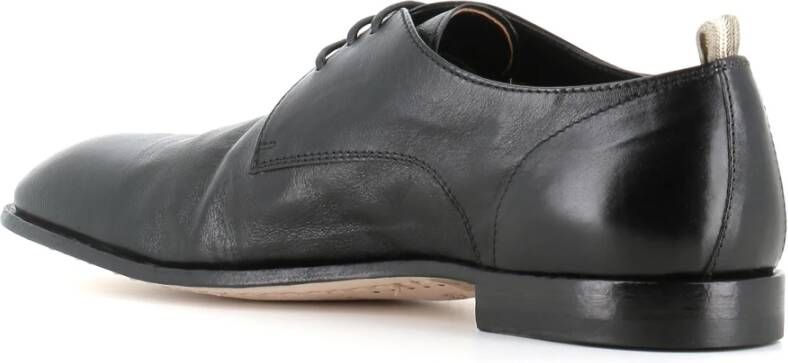 Officine Creative Zwarte leren Derby platte schoenen Black Heren