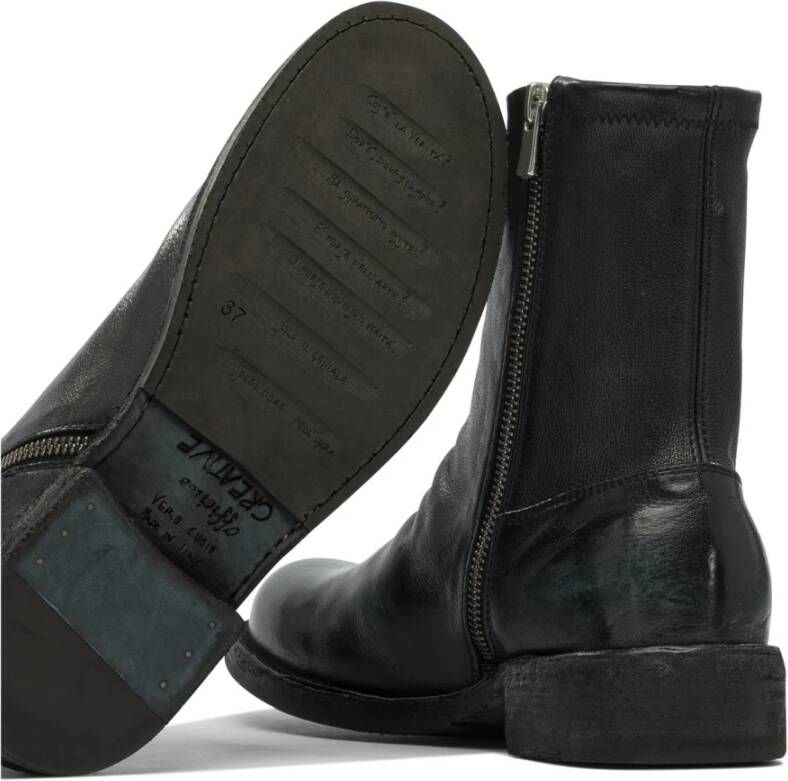 Officine Creative Zwarte Leren Enkellaarzen Stijlvolle Look