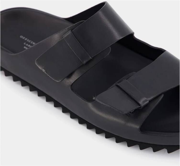 Officine Creative Zwarte leren slippers