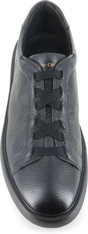 Officine Creative Zwarte Leren Sneaker met Elastische Kruisingen