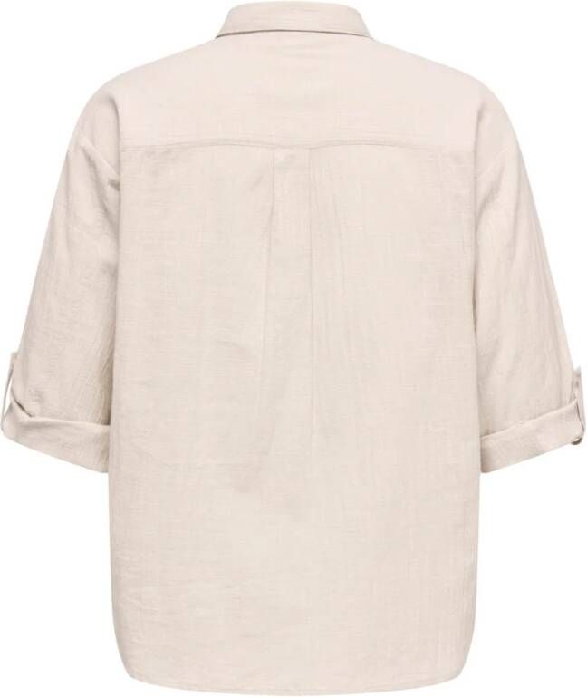 Only Carmakoma Katoenen Shirt met Lange Mouwen in Pumice Stone