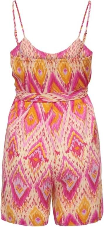 Only Framboos Roze Polyester Ceintuur Jumpsuit
