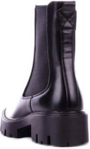 Only Zwarte leren laarzen Rubberen zool Black Dames