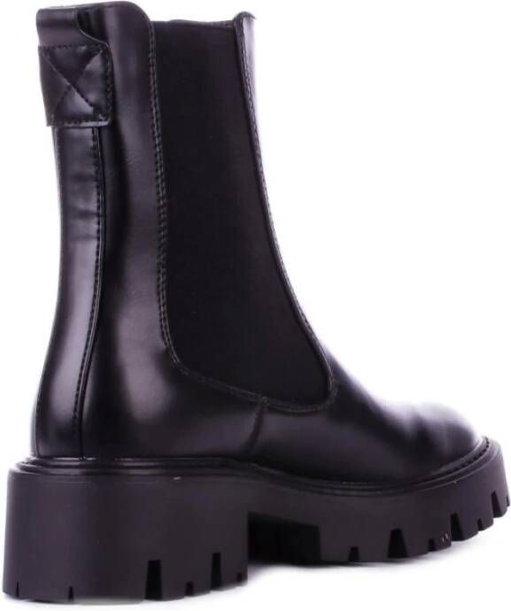 Only Zwarte leren laarzen Rubberen zool Black Dames