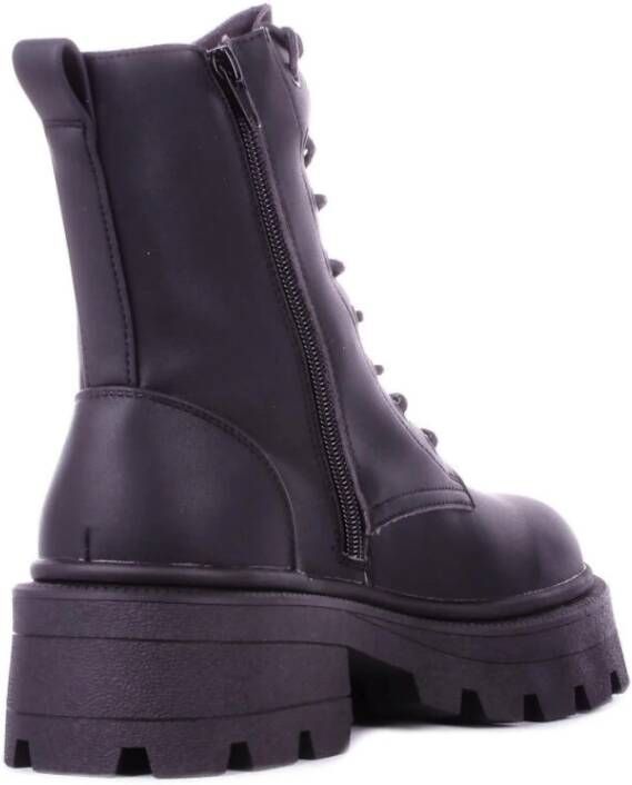 Only Zwarte Leren Rits Enkellaarzen Black Dames