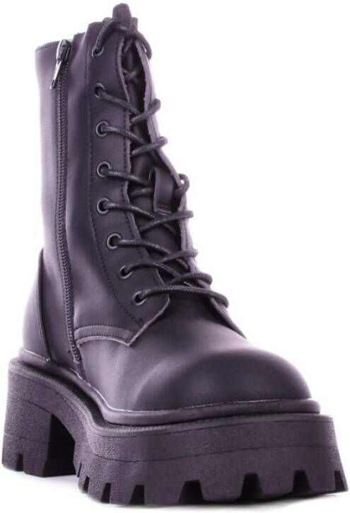 Only Zwarte Leren Rits Enkellaarzen Black Dames